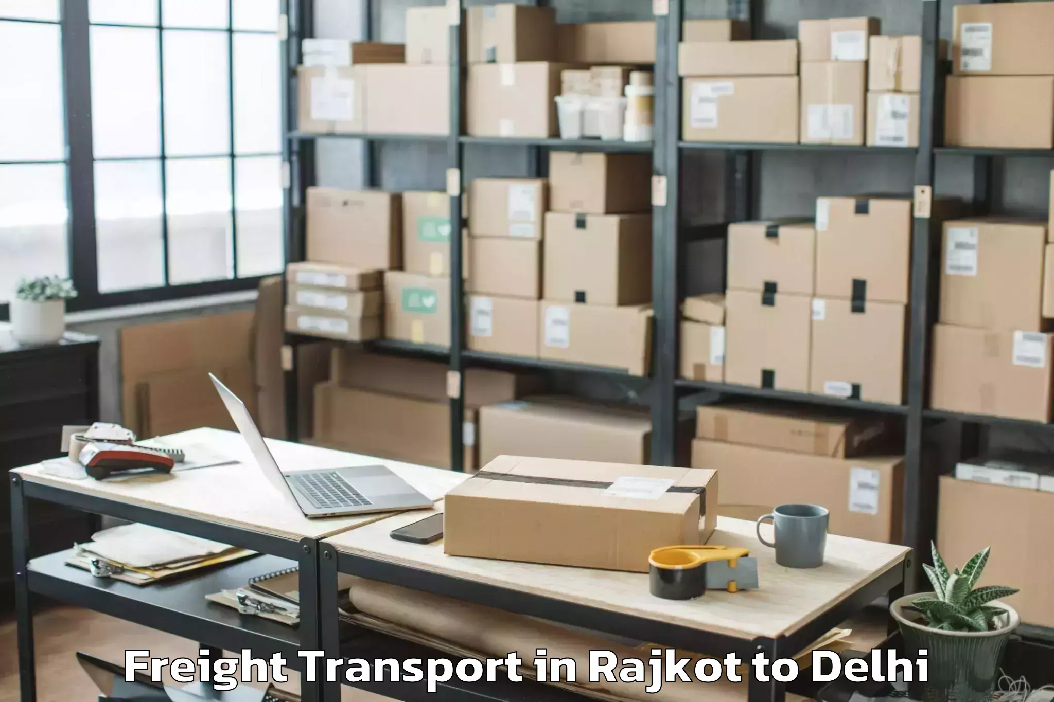 Get Rajkot to Flatted Factory Complex Okhla Freight Transport